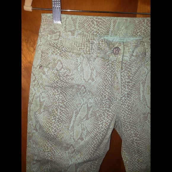 Kookai Pale Turqouise Snakeskin Printed Jeans - Picture 5 of 8